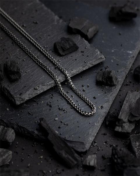 3 mm Fuchsschwanz-Halskette aus Edelstahl mit dunkel plattierter Oberfläche - Dux Black